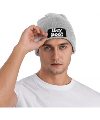 Hey Boo Beanie Hat Funny Warm Winter Knit Skull Cap Men Women Gray $11.82 Skullies & Beanies