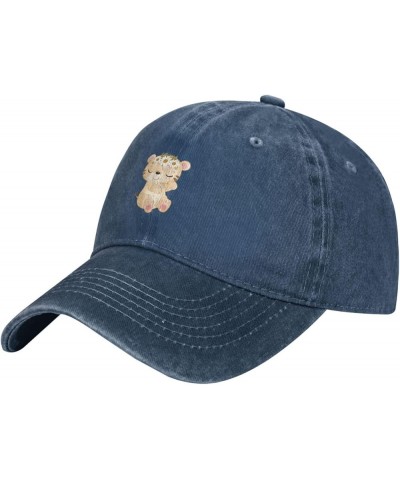 Cute Tiger with Flowers Baseball Cap for Men Women Hats Cotton Trucker Caps Adjustable Dad Hat Navy Blue $11.84 Baseball Caps