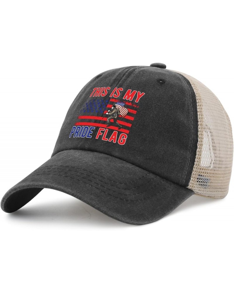 Hat Women Cute America Flag Ball Cap for Mens AllBlack Ball Cap Plain for Bakers Allblack $8.78 Baseball Caps