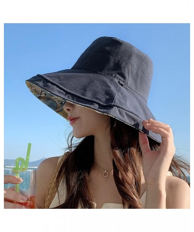 Large Brim Sun Bucket Hats for Women UV-Protection Breathable Boonie Beach Cap Fishing Hiking Hat H3-navy $9.53 Baseball Caps