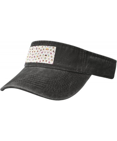 Delicious Cupcakes Visors for Women Mens Sun Visor Hats Sports Outdoor Tennis Running Adjustable Beach Cap Black $10.03 Visors