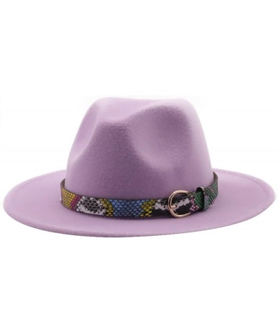 Women Men Fedora Hat Classic Wide Brim Wool Floppy Jazz Panama Caps Belt Buckle Church Formal Wedding Womens Hats Purple1 $11...