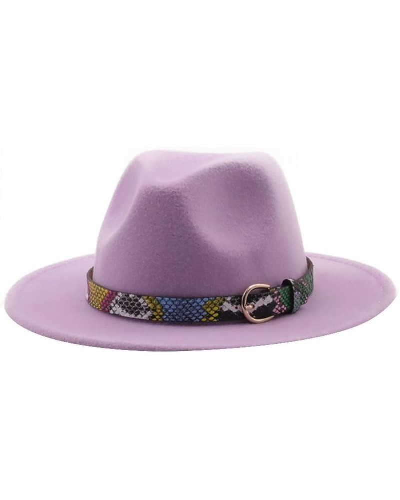 Women Men Fedora Hat Classic Wide Brim Wool Floppy Jazz Panama Caps Belt Buckle Church Formal Wedding Womens Hats Purple1 $11...