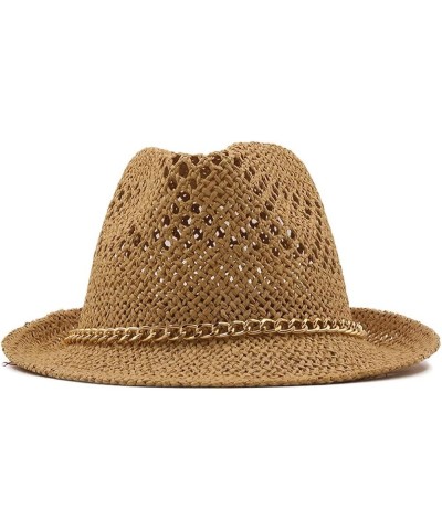 Summer Jazz Women Beach Men Sun Hat Casual Panama Male Cap Hemp Rope Patchwork Striped (Color : A, Size : One Size) One Size ...