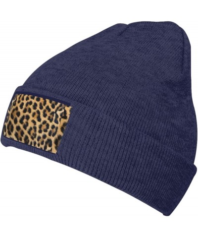 Interesting Fashion Autumn Winter Man Woman Rough Leopard Print Print Beanie Hat Warm Hat Knit Hedging Cap Navy Blue $11.66 S...