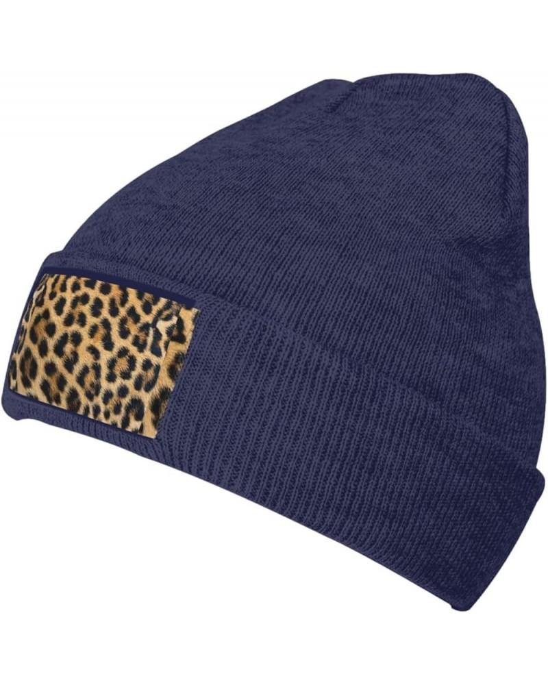 Interesting Fashion Autumn Winter Man Woman Rough Leopard Print Print Beanie Hat Warm Hat Knit Hedging Cap Navy Blue $11.66 S...