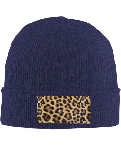 Interesting Fashion Autumn Winter Man Woman Rough Leopard Print Print Beanie Hat Warm Hat Knit Hedging Cap Navy Blue $11.66 S...