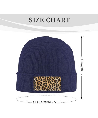 Interesting Fashion Autumn Winter Man Woman Rough Leopard Print Print Beanie Hat Warm Hat Knit Hedging Cap Navy Blue $11.66 S...