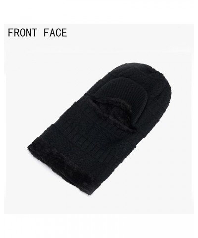 Hats Men Women Winter Stretchy Knitted Hat Neck Gaiter Full Face Cover Warm Balaclava Navy Blue $8.95 Balaclavas