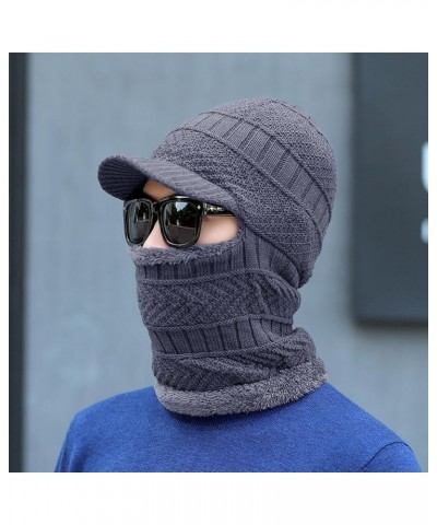 Hats Men Women Winter Stretchy Knitted Hat Neck Gaiter Full Face Cover Warm Balaclava Navy Blue $8.95 Balaclavas