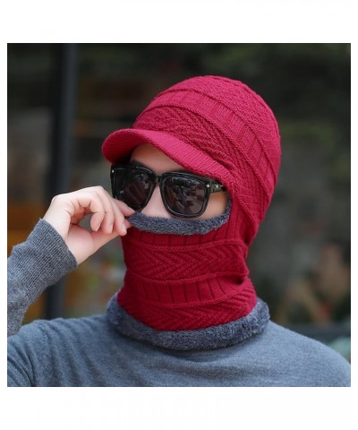 Hats Men Women Winter Stretchy Knitted Hat Neck Gaiter Full Face Cover Warm Balaclava Navy Blue $8.95 Balaclavas