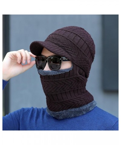 Hats Men Women Winter Stretchy Knitted Hat Neck Gaiter Full Face Cover Warm Balaclava Navy Blue $8.95 Balaclavas