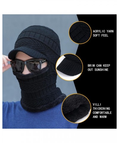 Hats Men Women Winter Stretchy Knitted Hat Neck Gaiter Full Face Cover Warm Balaclava Navy Blue $8.95 Balaclavas