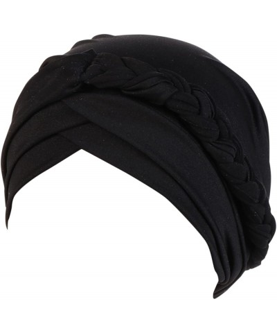 Head Cover Ethnic Wrap Hair Cap Hat Braid Pre Tied Headwear Baseball Caps Brick Layer Hat Black $6.54 Skullies & Beanies