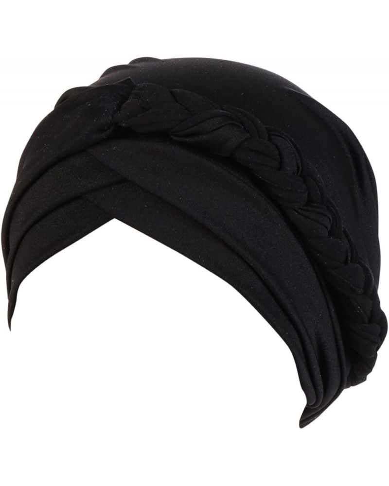 Head Cover Ethnic Wrap Hair Cap Hat Braid Pre Tied Headwear Baseball Caps Brick Layer Hat Black $6.54 Skullies & Beanies