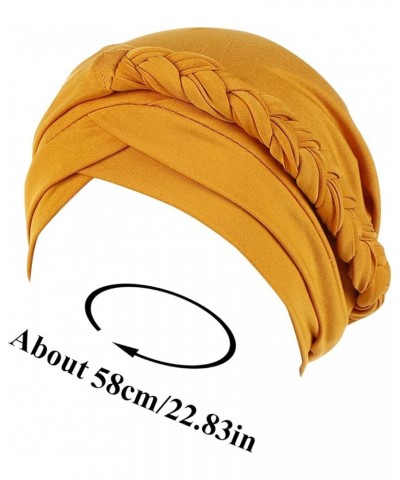 Head Cover Ethnic Wrap Hair Cap Hat Braid Pre Tied Headwear Baseball Caps Brick Layer Hat Black $6.54 Skullies & Beanies