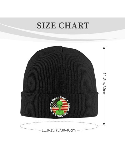 Aliens are There But We Don't Care Beanie Hat for Men Women Winter Hat Cuffed Knit Skull Cap Warm Ski Hats Black $9.74 Skulli...