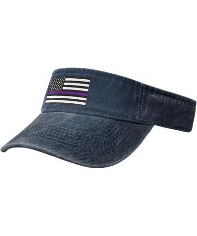 United States Thin Purple Line Flag Sun Visor Hats for Women Men Adjustable Sports Sun Hats Golf Cap Navy Blue $12.57 Visors