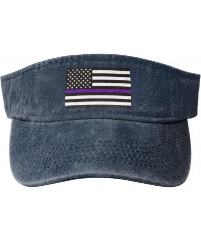 United States Thin Purple Line Flag Sun Visor Hats for Women Men Adjustable Sports Sun Hats Golf Cap Navy Blue $12.57 Visors