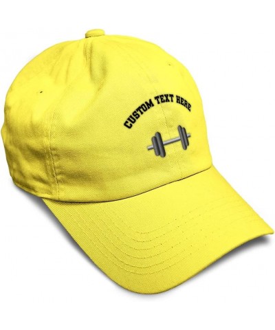 Soft Baseball Cap Sport Weightlifting Dumbbell Embroidery Lifting Cotton Dad Hats for Men & Women Yellow Personalized Text He...