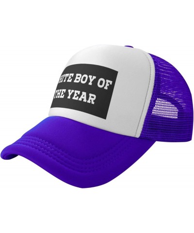 White Boy of The Year Mesh Hat Birthday Gifts Mesh Cap Unisex Baseball Cap Men Women Trucker Hat Purple $13.32 Baseball Caps