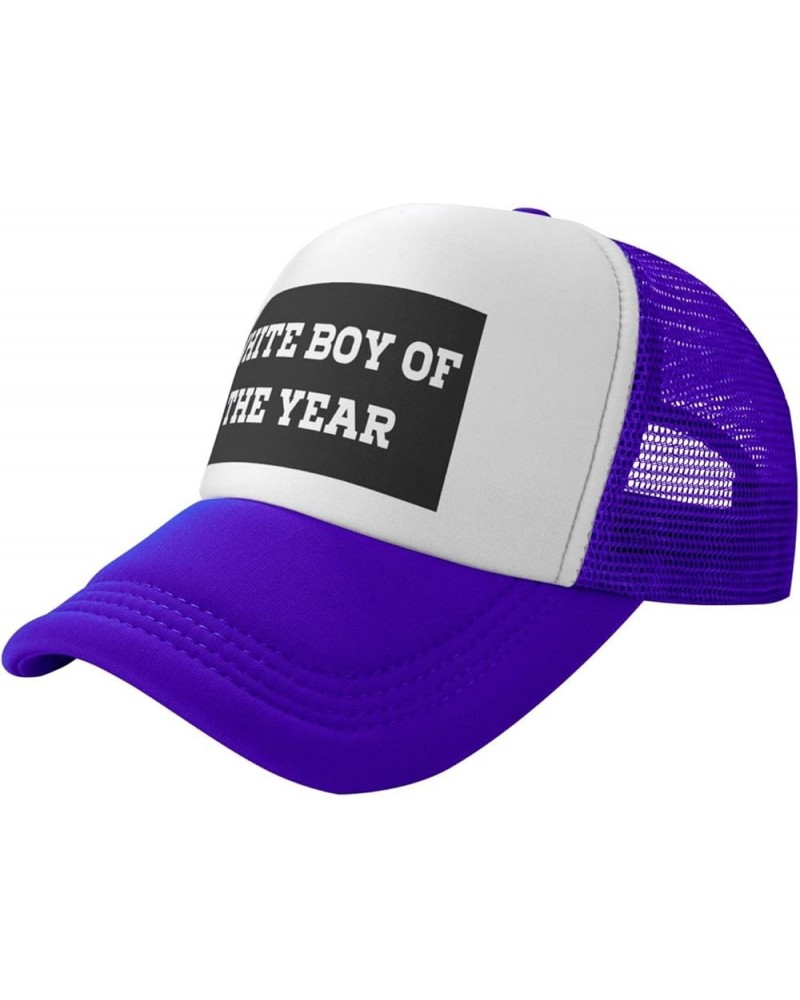 White Boy of The Year Mesh Hat Birthday Gifts Mesh Cap Unisex Baseball Cap Men Women Trucker Hat Purple $13.32 Baseball Caps