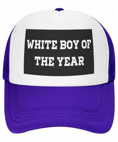 White Boy of The Year Mesh Hat Birthday Gifts Mesh Cap Unisex Baseball Cap Men Women Trucker Hat Purple $13.32 Baseball Caps