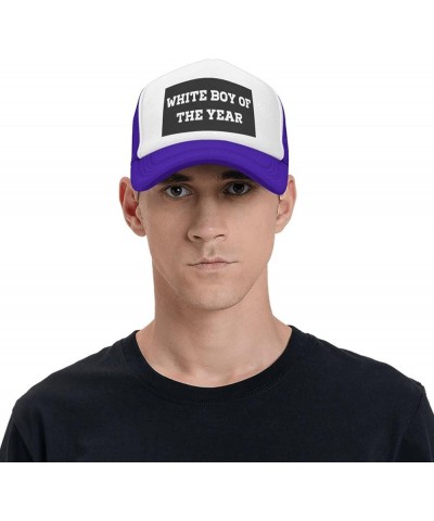 White Boy of The Year Mesh Hat Birthday Gifts Mesh Cap Unisex Baseball Cap Men Women Trucker Hat Purple $13.32 Baseball Caps