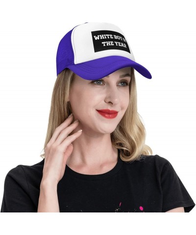 White Boy of The Year Mesh Hat Birthday Gifts Mesh Cap Unisex Baseball Cap Men Women Trucker Hat Purple $13.32 Baseball Caps