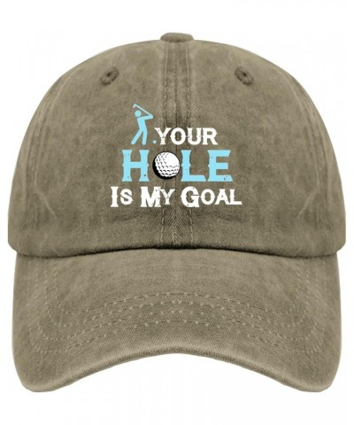 Baseball Caps Golf Hats for Men Fashion Cap Quick Dry Your Hole is My goall Baseball Cap Men Pigment Khaki $8.10 Baseball Caps