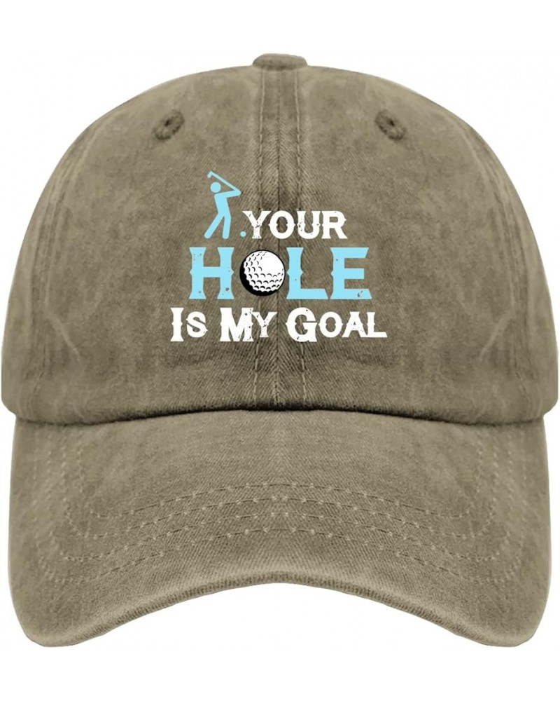 Baseball Caps Golf Hats for Men Fashion Cap Quick Dry Your Hole is My goall Baseball Cap Men Pigment Khaki $8.10 Baseball Caps