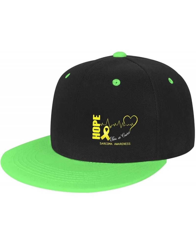 Hope for A Cure Sarcoma Awareness Snapback Hat Flat Bill Hat Baseball Cap for Men Women Flat Brim Hats Green $9.88 Baseball Caps