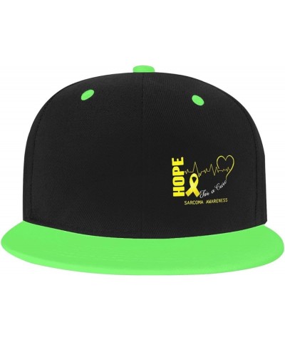 Hope for A Cure Sarcoma Awareness Snapback Hat Flat Bill Hat Baseball Cap for Men Women Flat Brim Hats Green $9.88 Baseball Caps