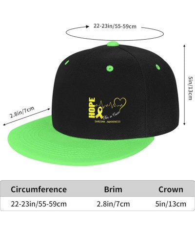 Hope for A Cure Sarcoma Awareness Snapback Hat Flat Bill Hat Baseball Cap for Men Women Flat Brim Hats Green $9.88 Baseball Caps