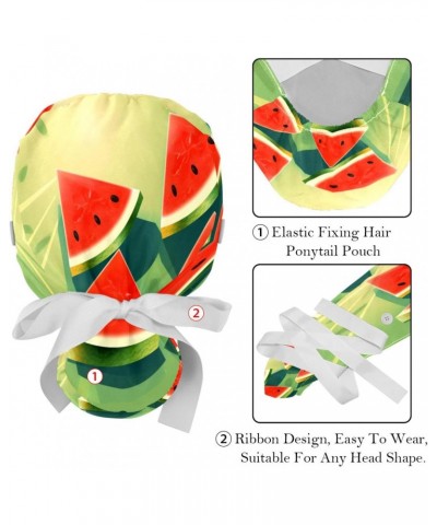 2-Pc Working Hat,Nursing Hat,Surgical Surgery Hats,Bouffant Tie Back Hats,Watermelon Green $11.88 Skullies & Beanies