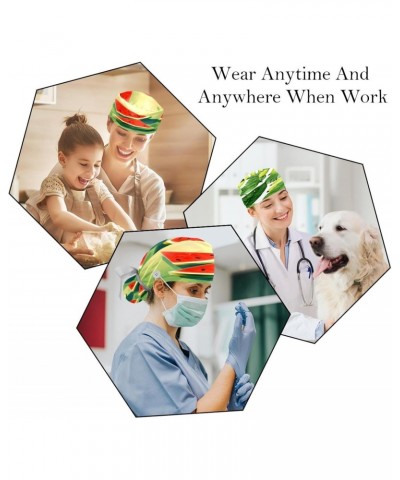 2-Pc Working Hat,Nursing Hat,Surgical Surgery Hats,Bouffant Tie Back Hats,Watermelon Green $11.88 Skullies & Beanies