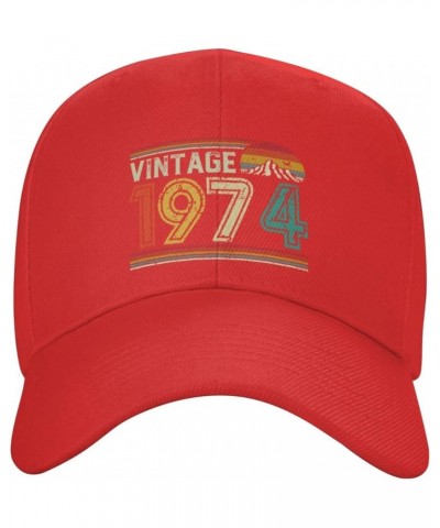 50 Years Old Vintage 1974 50th Birthday Funny Gift Baseball Cap Women Cowboy Hat Trucker Hat Men Dad Hat Black Red $9.59 Base...