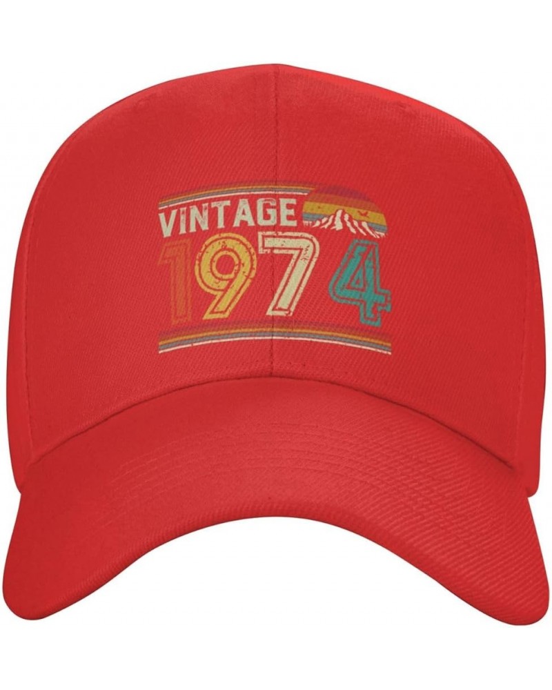 50 Years Old Vintage 1974 50th Birthday Funny Gift Baseball Cap Women Cowboy Hat Trucker Hat Men Dad Hat Black Red $9.59 Base...