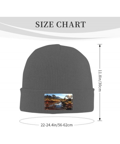 Black Knit Hat Cap Creek Stones Pattern Soft Good Elasticity Suitable for Outdoor Sports Deep Heather $9.46 Skullies & Beanies