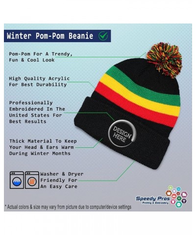 Pom Pom Beanies for Women Norway Flag Embroidery Skull Cap Flags Winter Hats for Men Acrylic 1 Size Rasta Personalized Text H...