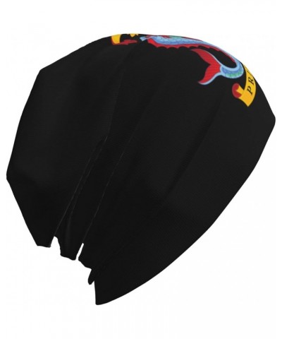 Coat of Arms of Barbados Knit Hat Winter Knit Warm Slouchy Beanie Hat for Men Women Black $14.57 Skullies & Beanies