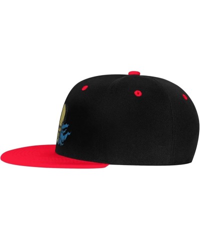 Skulls and Flowers Snapback Hat for Men Women Baseball Cap Trucker Flat Bill Hats Dad Caps Red $11.39 Baseball Caps