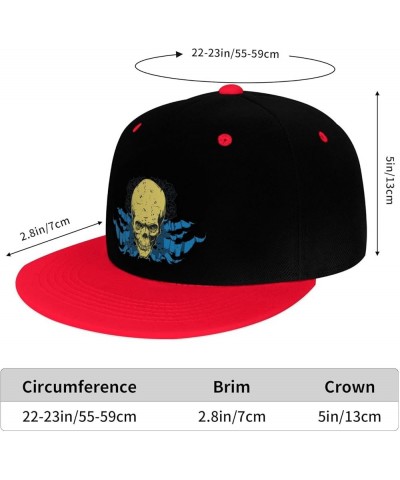 Skulls and Flowers Snapback Hat for Men Women Baseball Cap Trucker Flat Bill Hats Dad Caps Red $11.39 Baseball Caps