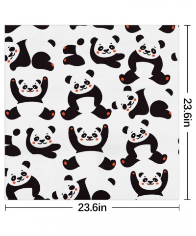 Animal Panda Theme Silk Scarf 23.6x23.6 Inch Square Neck Scarf for Women Breathable Lightweight Neckerchief Silk Head Scarf H...