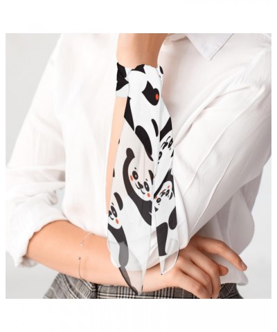 Animal Panda Theme Silk Scarf 23.6x23.6 Inch Square Neck Scarf for Women Breathable Lightweight Neckerchief Silk Head Scarf H...