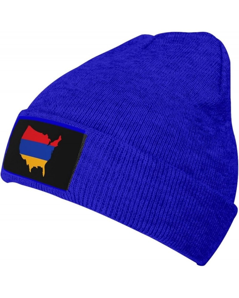 Winter Knit Hat Cap for Men Women, Armenian American Map Flag Unisex Beanie Hat Cuffed Skull Cap Warm Ski Hats Black Blue $12...