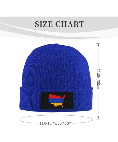 Winter Knit Hat Cap for Men Women, Armenian American Map Flag Unisex Beanie Hat Cuffed Skull Cap Warm Ski Hats Black Blue $12...