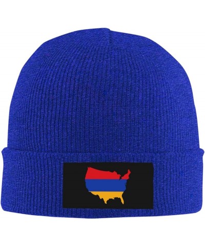 Winter Knit Hat Cap for Men Women, Armenian American Map Flag Unisex Beanie Hat Cuffed Skull Cap Warm Ski Hats Black Blue $12...