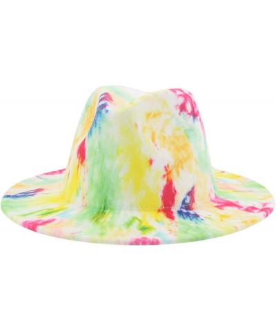 Fedora Hat Tie Dye Hats for Women Multicolor Felt Caps Women Fashion Luxury Fedora Winter Women Hat Sombreros 14 $12.55 Fedoras