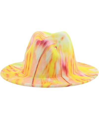 Fedora Hat Tie Dye Hats for Women Multicolor Felt Caps Women Fashion Luxury Fedora Winter Women Hat Sombreros 14 $12.55 Fedoras